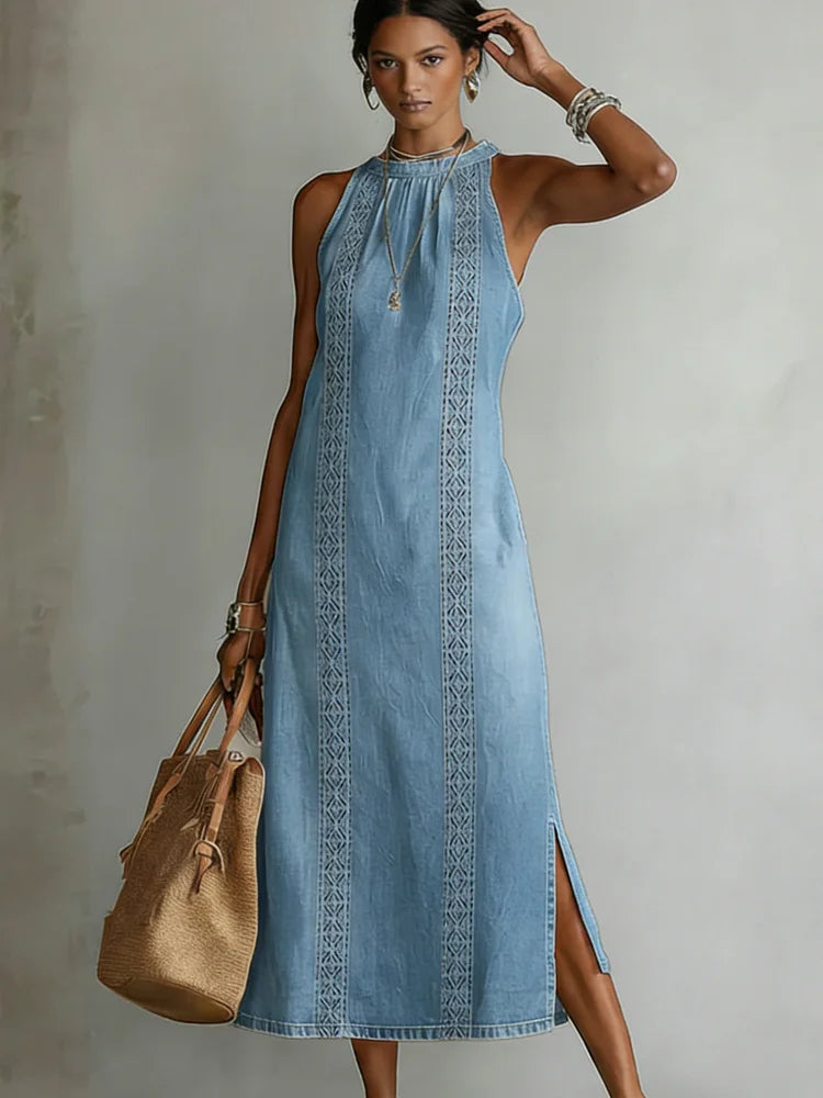 Julia™ | Vintage-Inspired Lace Denim Dress