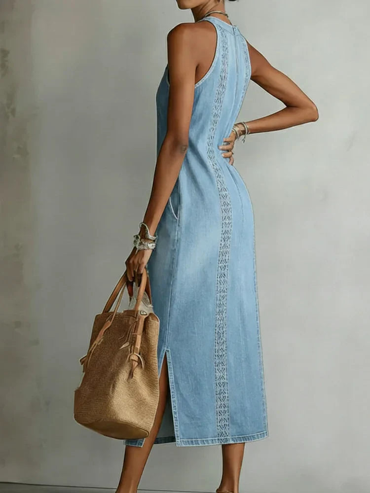 Julia™ | Vintage-Inspired Lace Denim Dress