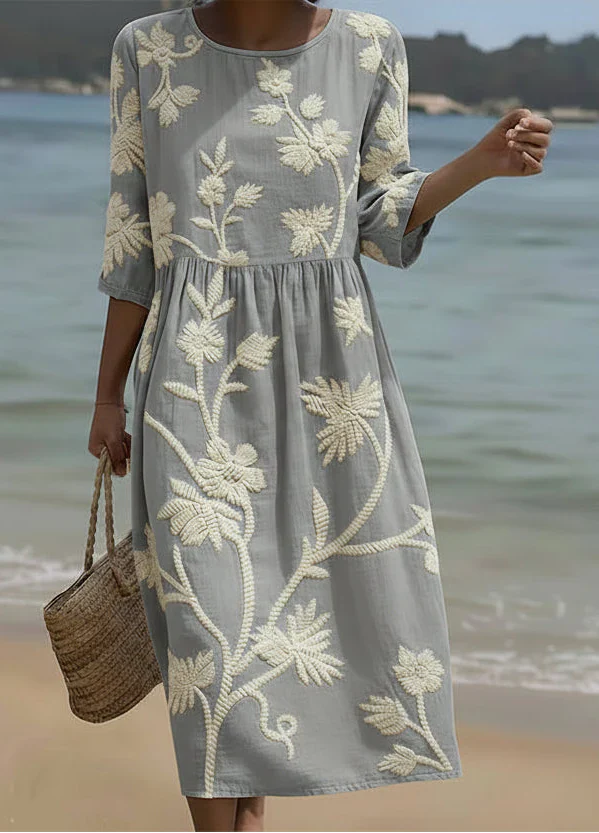 Ashley | Midi Dress with Floral and Botanical Print