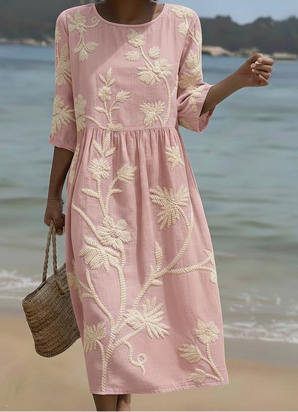 Phoebe | Midi Dress with Botanical Print