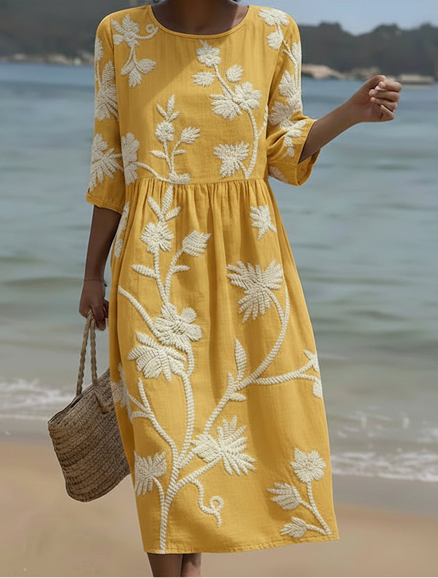 Yassy | Midi Dress with Botanical Floral Print