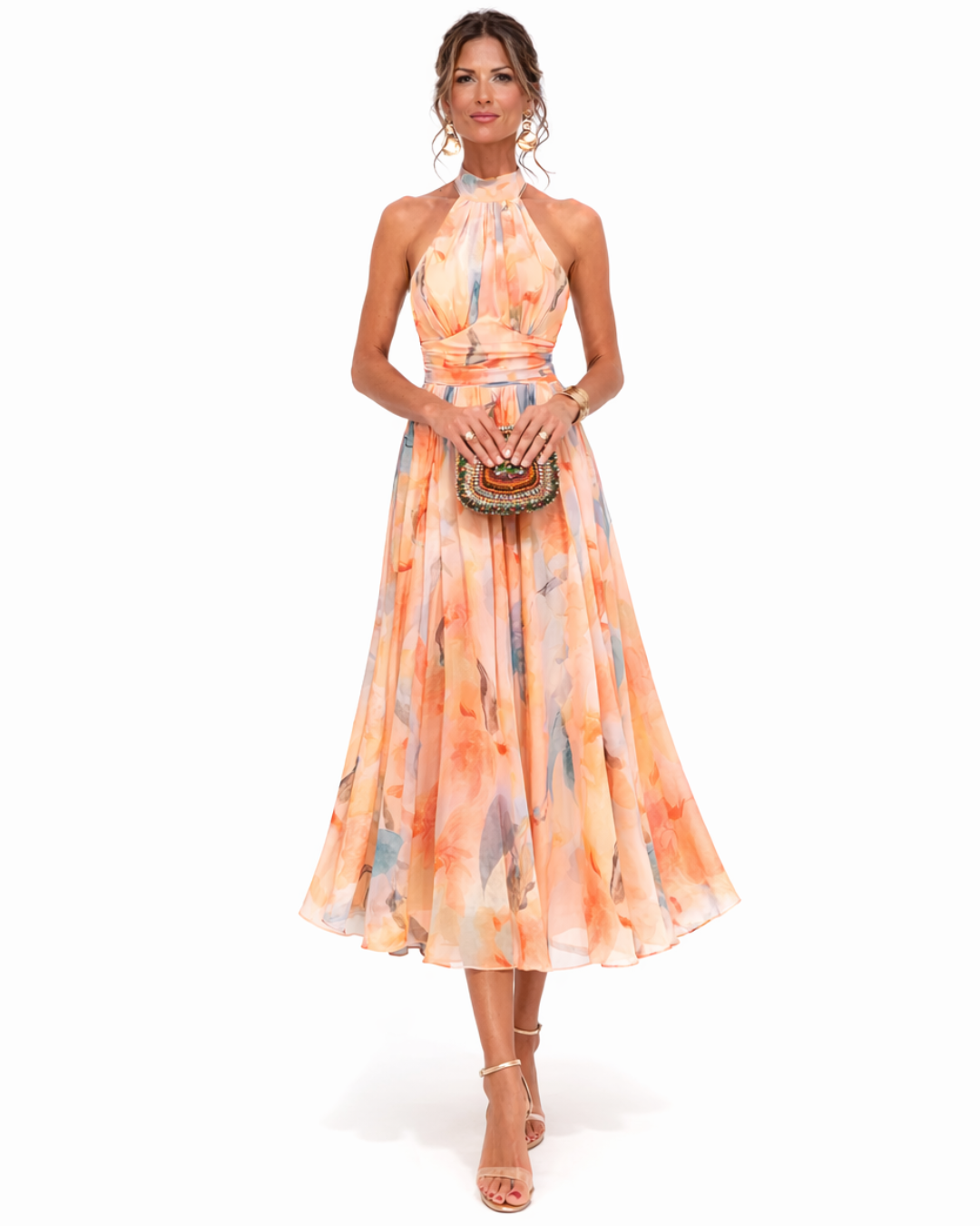 Auréline™ – Halter Neck Flowing Midi Dress