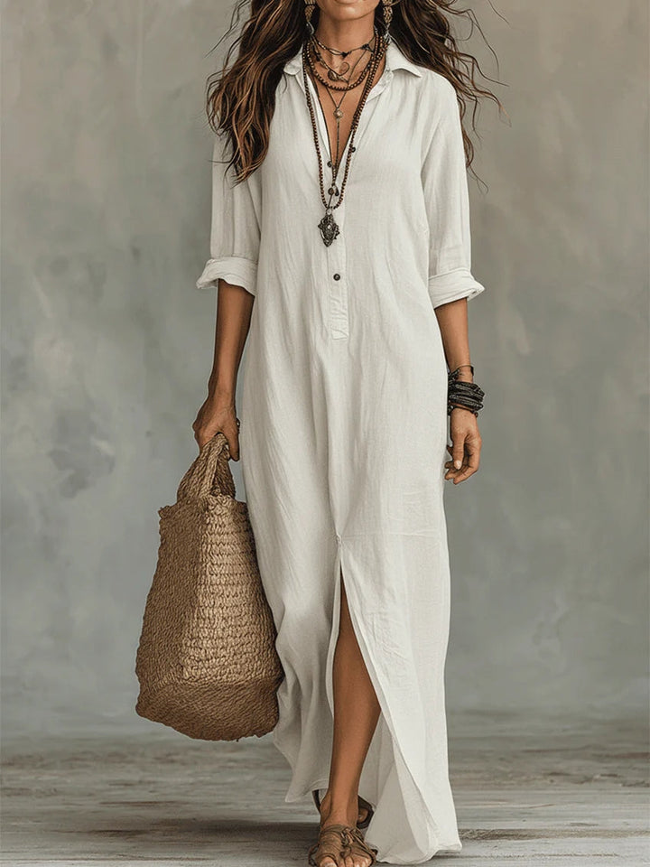 Soline™ – Effortless Button Maxi Dress