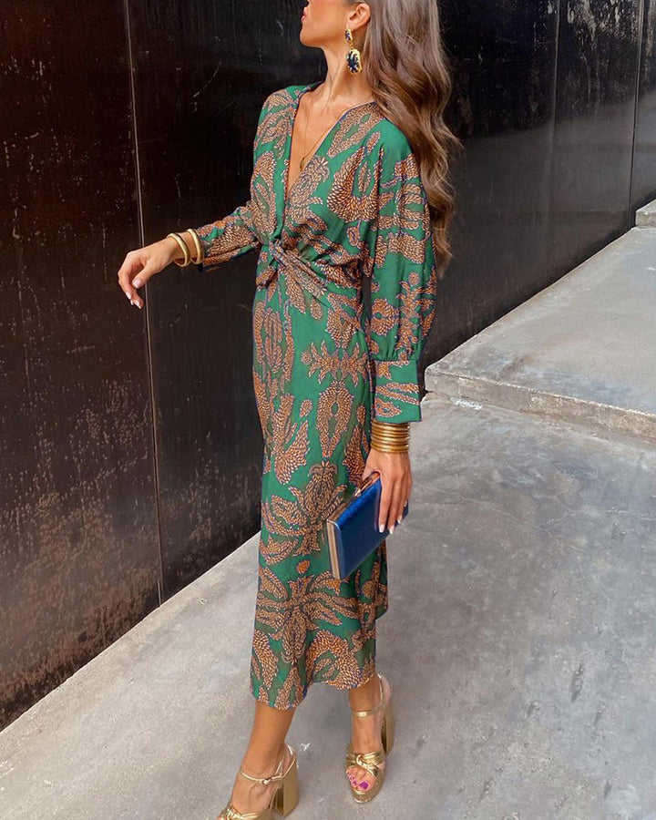 Isadora™ – Elegant Printed Midi Dress