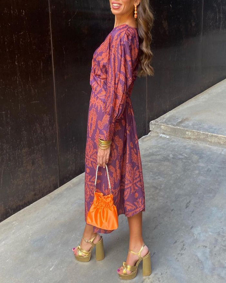 Isadora™ – Elegant Printed Midi Dress