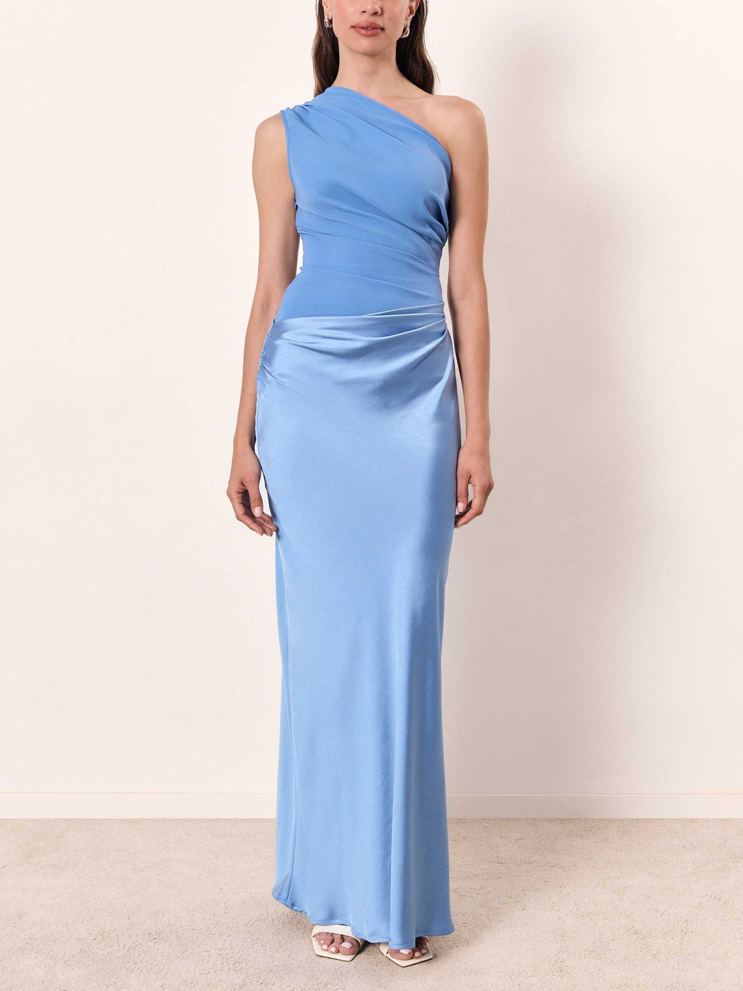 Anita™ – Elegant One-Shoulder Satin Maxi Dress