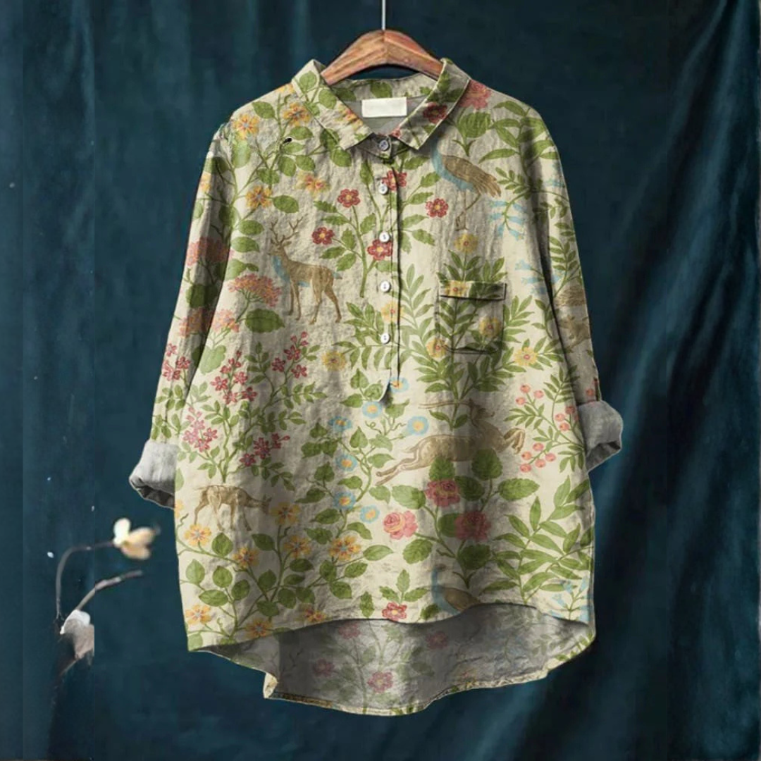 Elena – Printed Linen Shirt