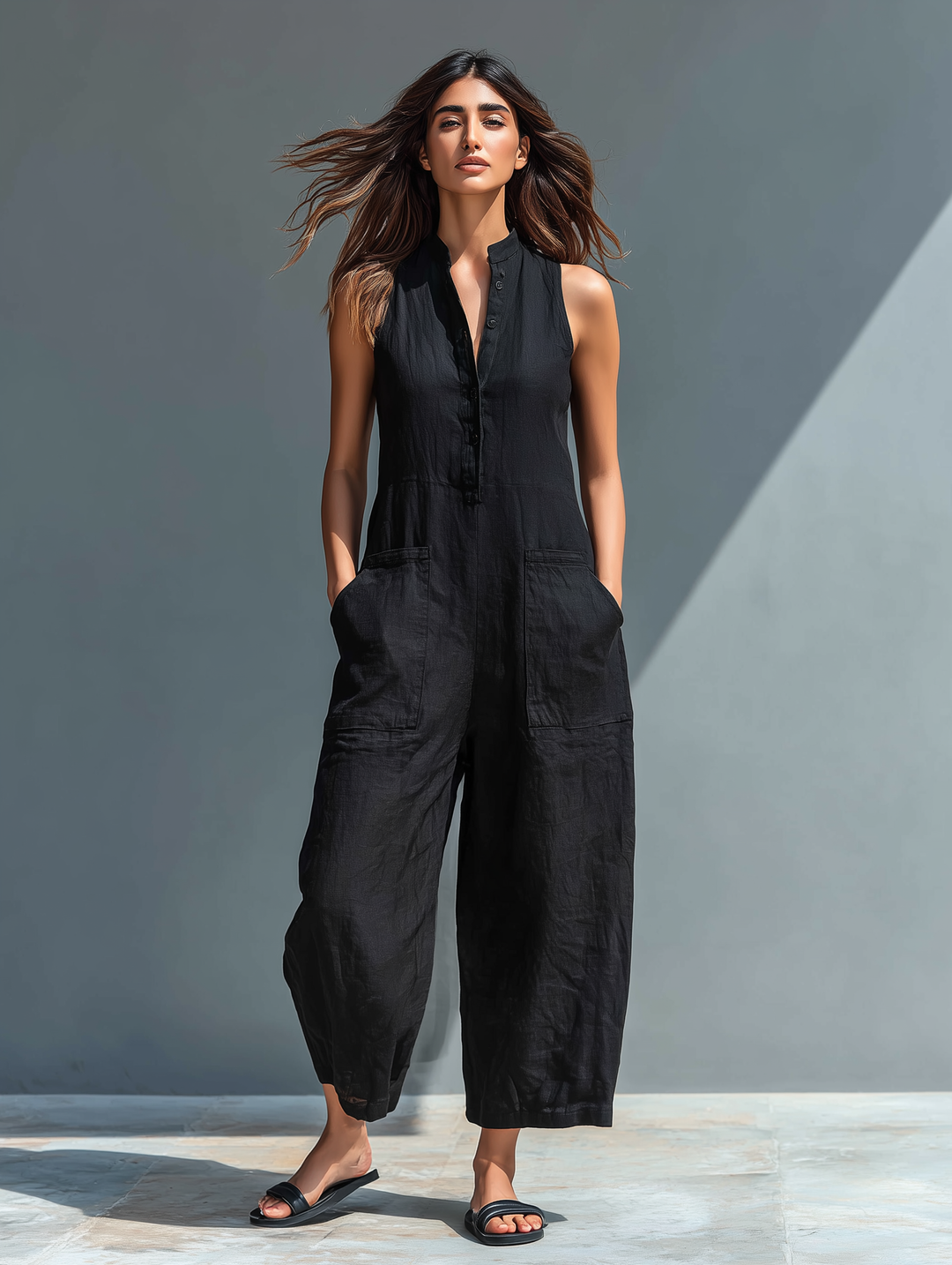 Aurelia™ – Sleeveless Linen Jumpsuit