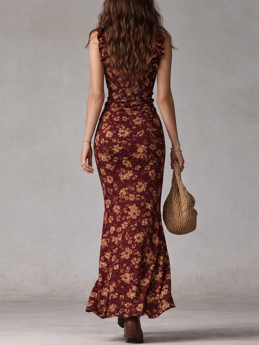 Calista™ – Boho Ruffle Slit Maxi Dress