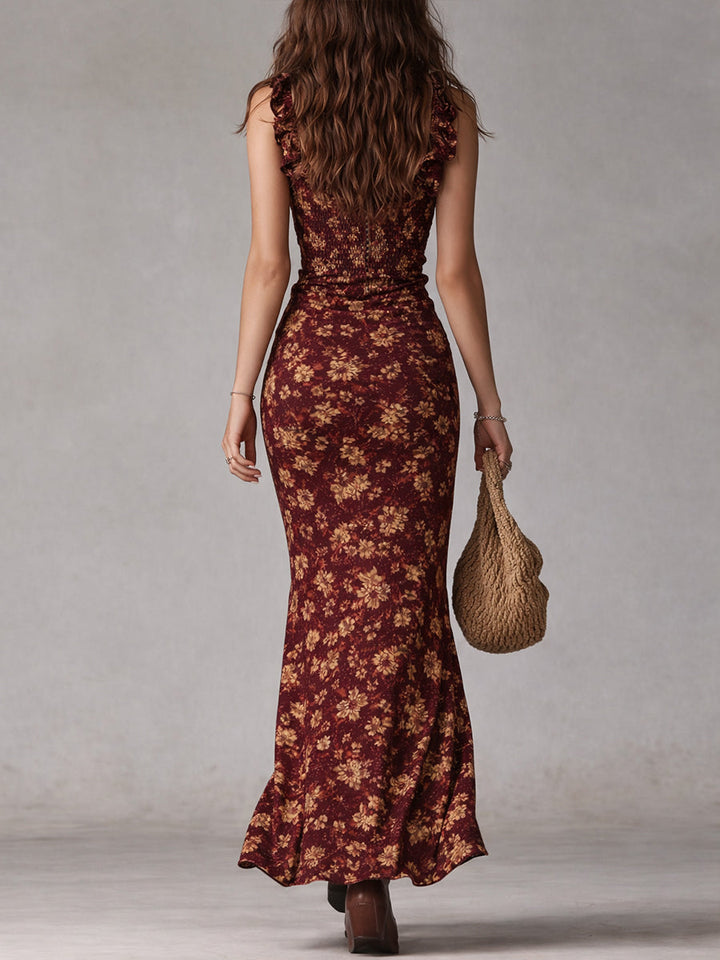 Calista™ – Boho Ruffle Slit Maxi Dress
