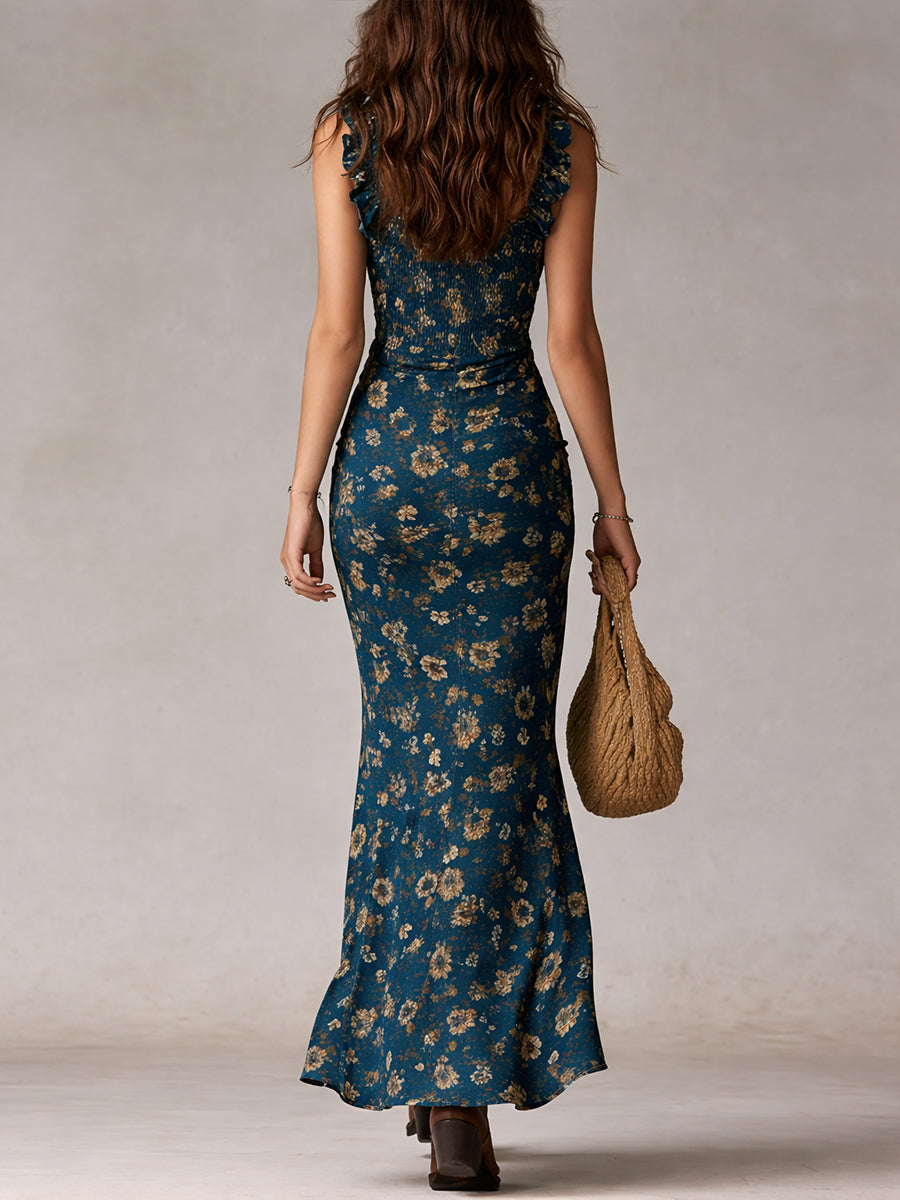 Calista™ – Boho Ruffle Slit Maxi Dress