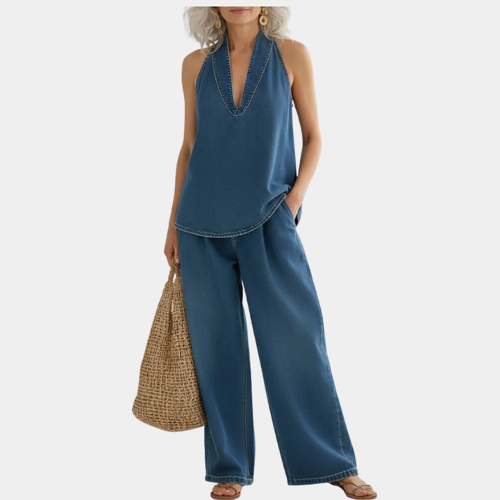 Ivy™ | Retro Denim Two-Piece Ensemble