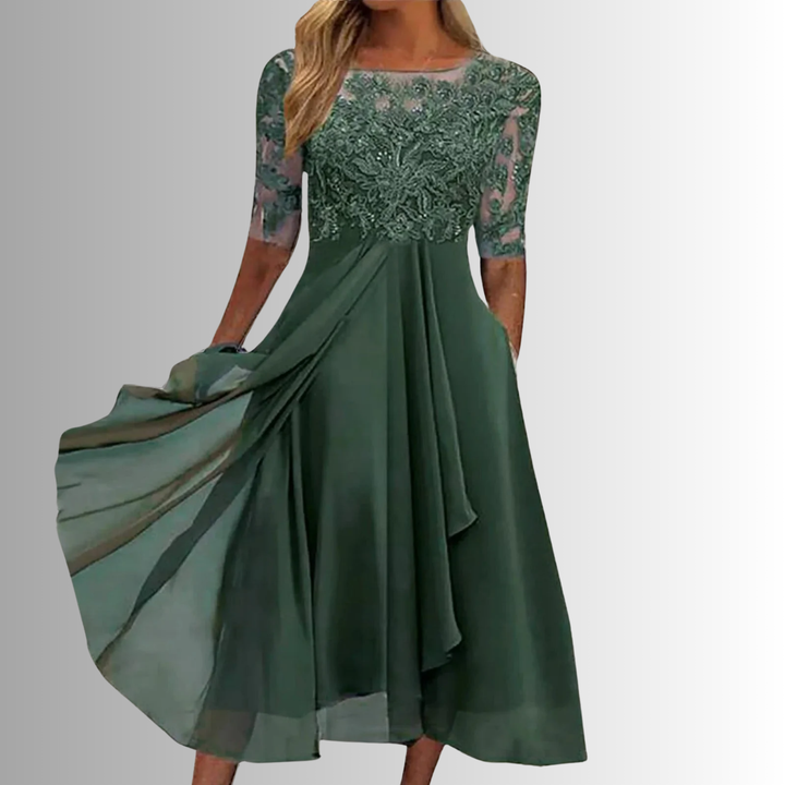 Evelyn™ – Elegant Lace Midi Dress