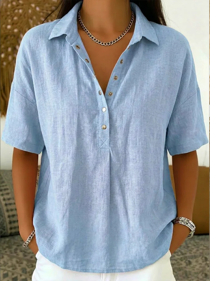 Tessa™ – Airy Button Collar Blouse