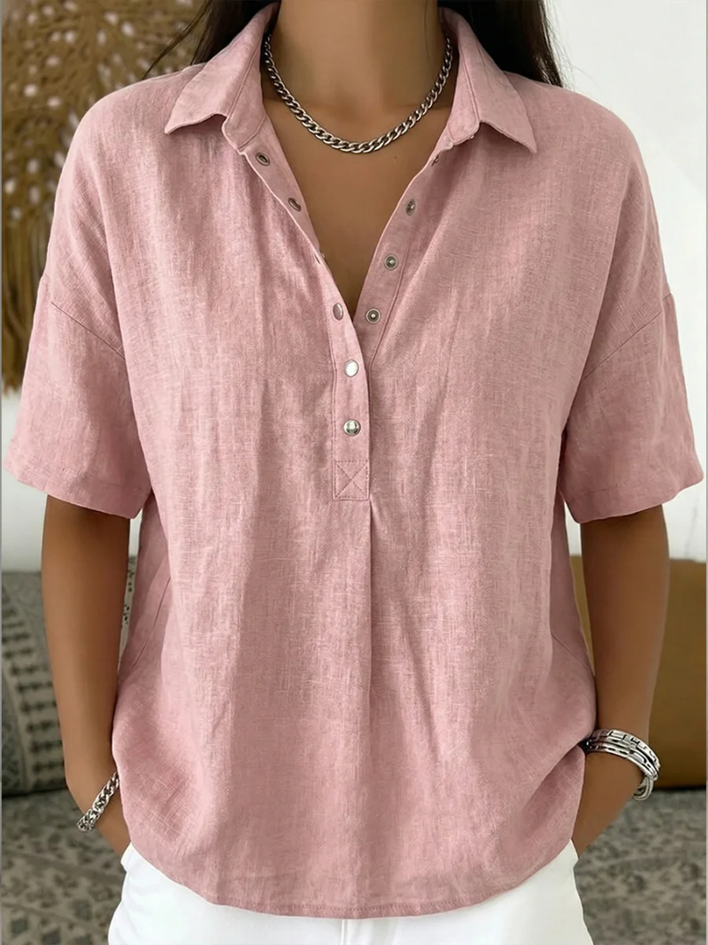 Tessa™ – Airy Button Collar Blouse