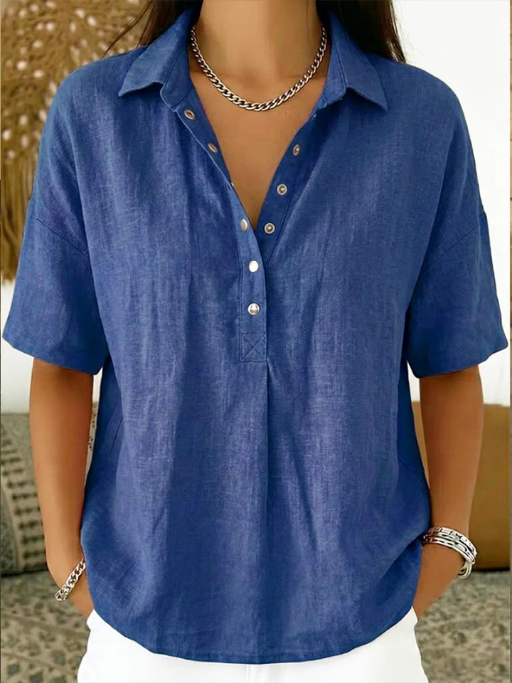 Tessa™ – Airy Button Collar Blouse