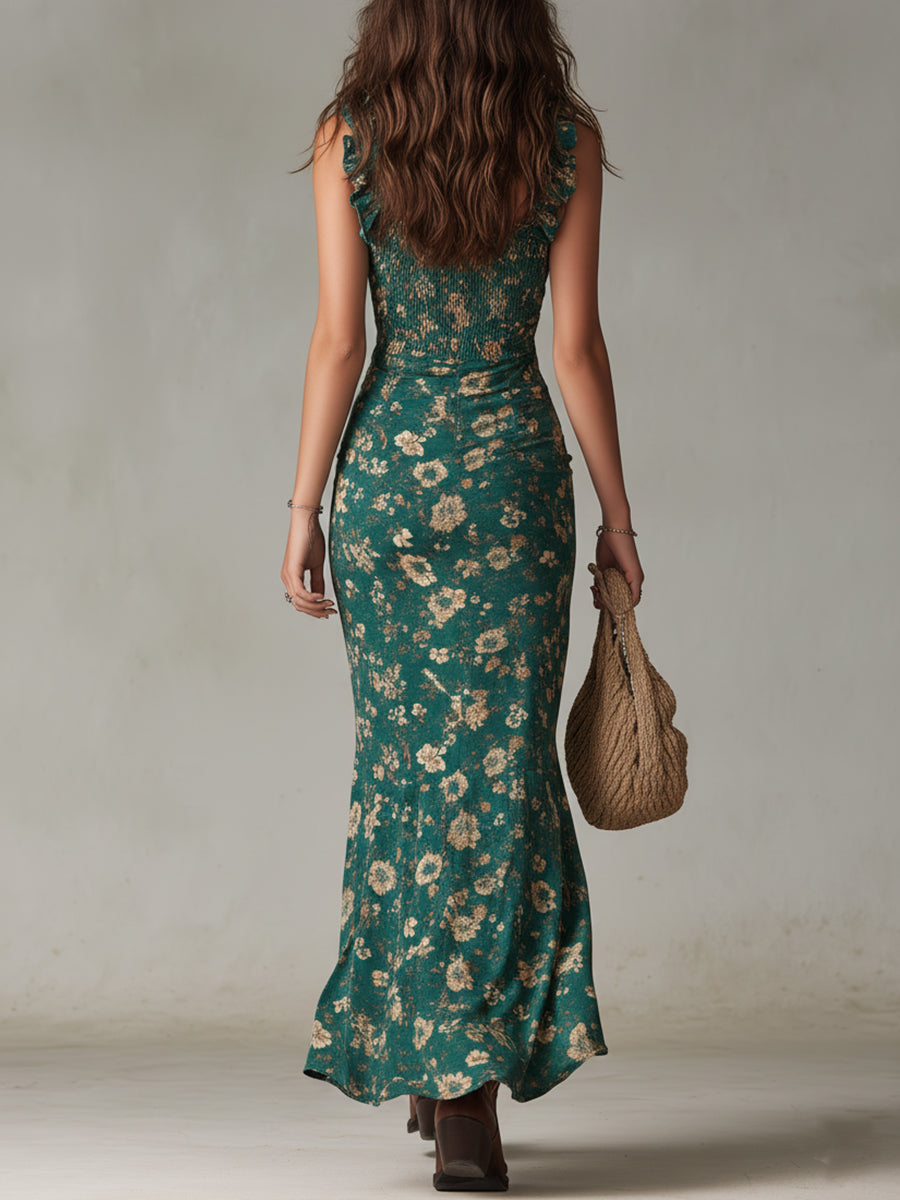 Calista™ – Boho Ruffle Slit Maxi Dress