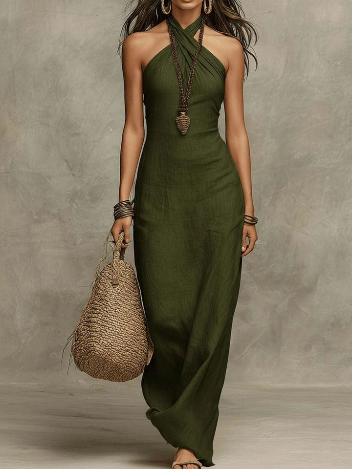 Corrie™ – Cross-Neck Chiffon Maxi Dress