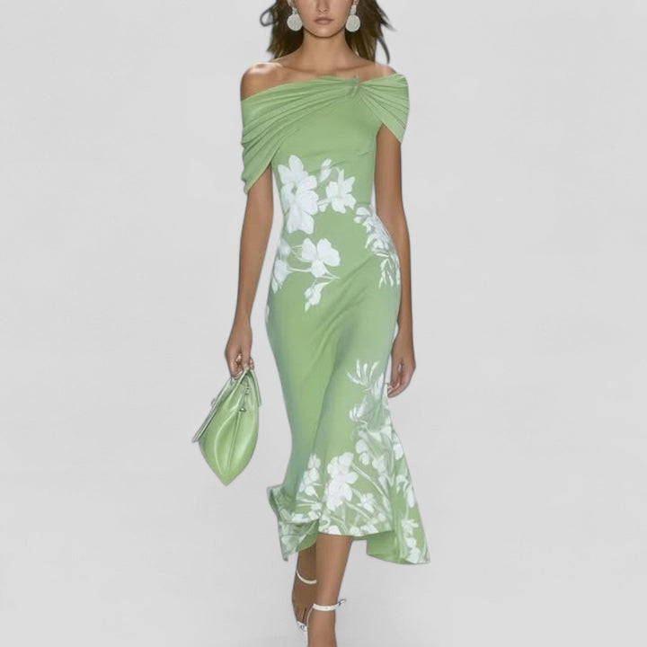 Isabrunel™ – Elegant Off-Shoulder Midi Dress