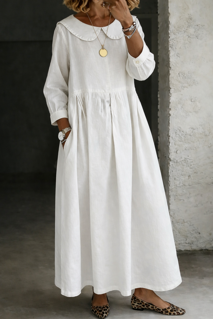 Clara™ | Denim Dress Featuring a Charming Peter Pan Collar