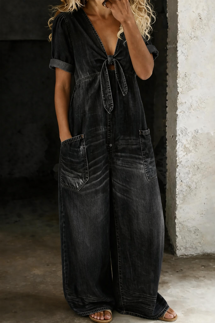 Maya™ V-Neck Denim Jumpsuit