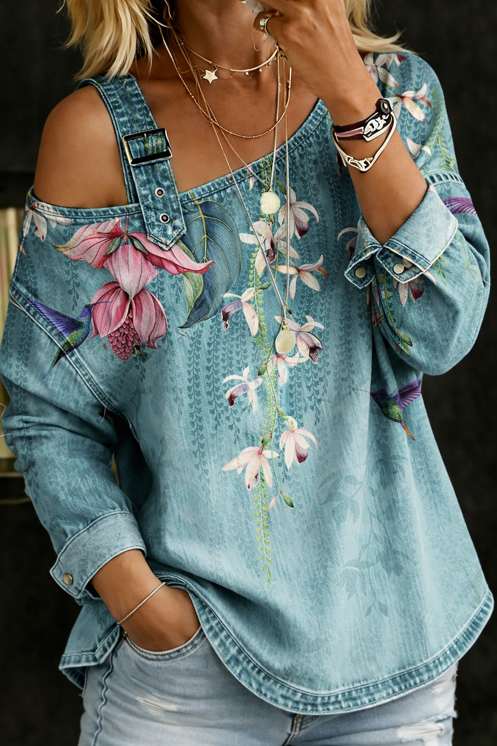 Danielle™ | Off-Shoulder Denim Blouse