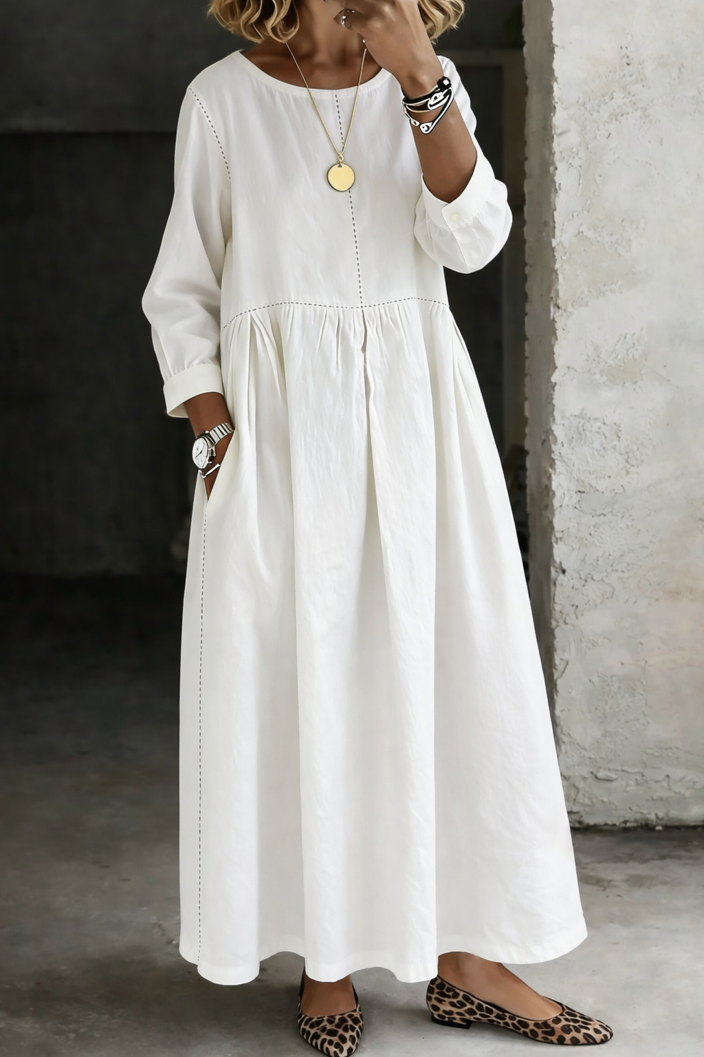 Melissa™ | Long Sleeve Round Neck Denim Dress