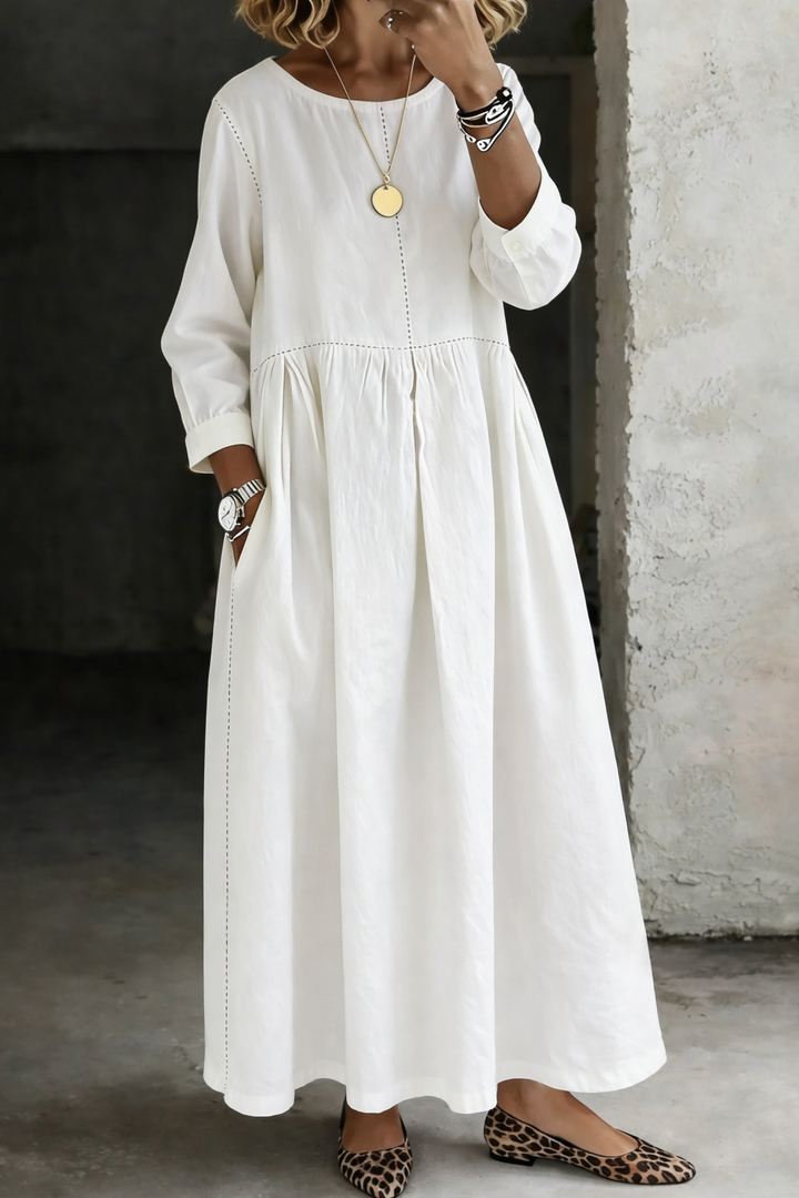 Melissa™ | Long Sleeve Round Neck Denim Dress