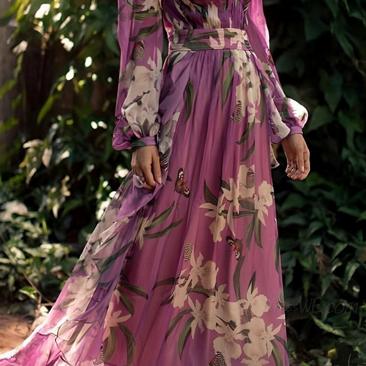 Valentina™ – Floral V-Neck Maxi Dress