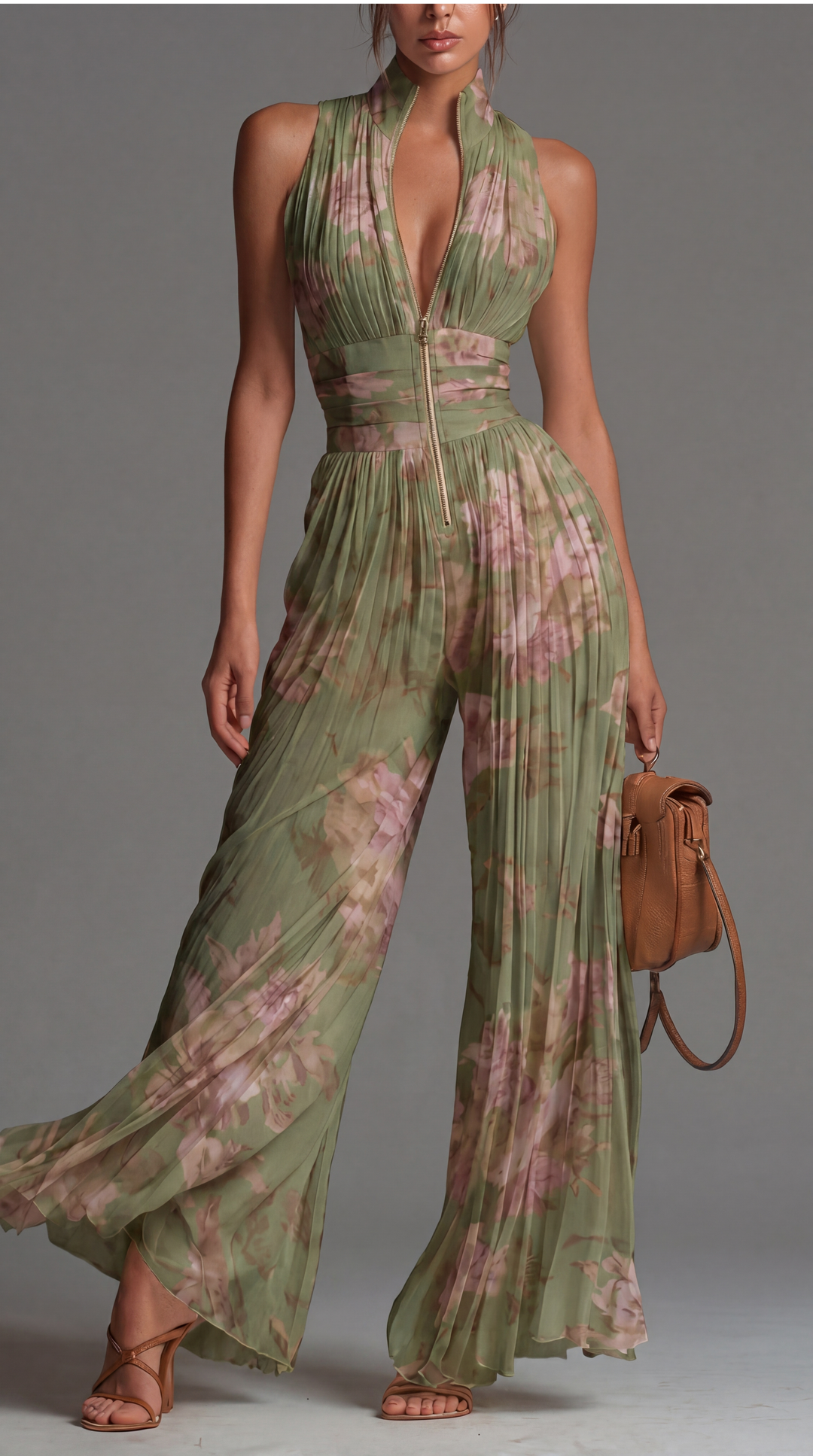 Sienna™ – Pleated Floral Chiffon Jumpsuit