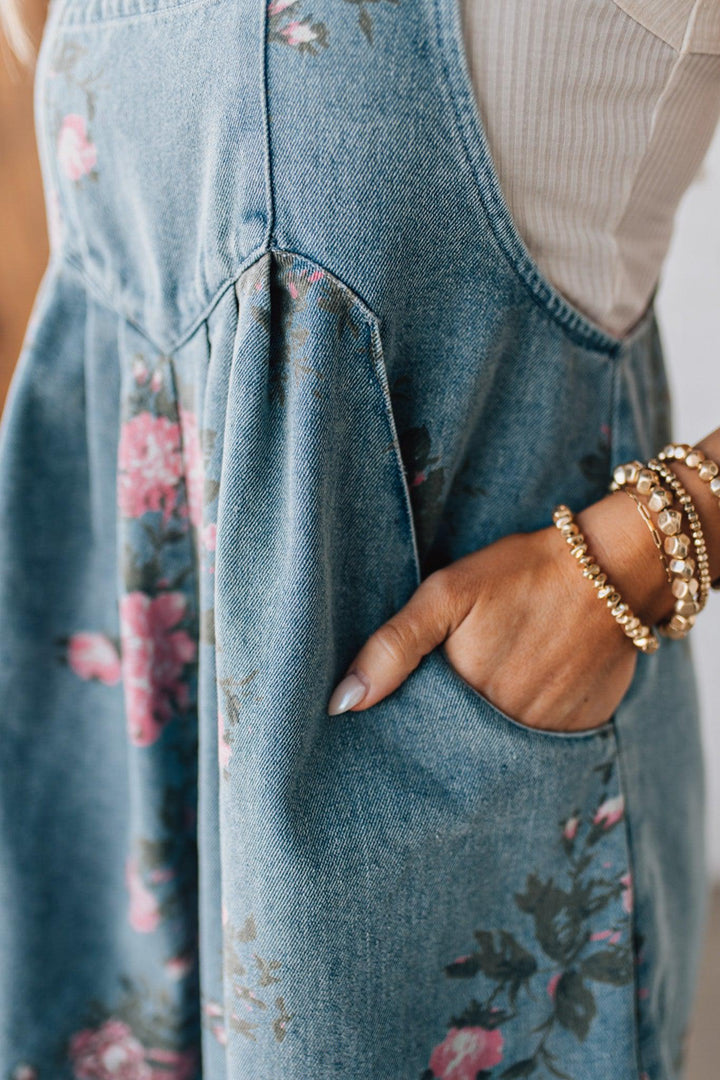 Lucinda™ – Floral Denim Shortalls