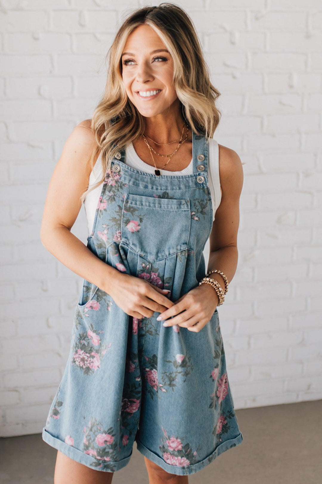 Lucinda™ – Floral Denim Shortalls