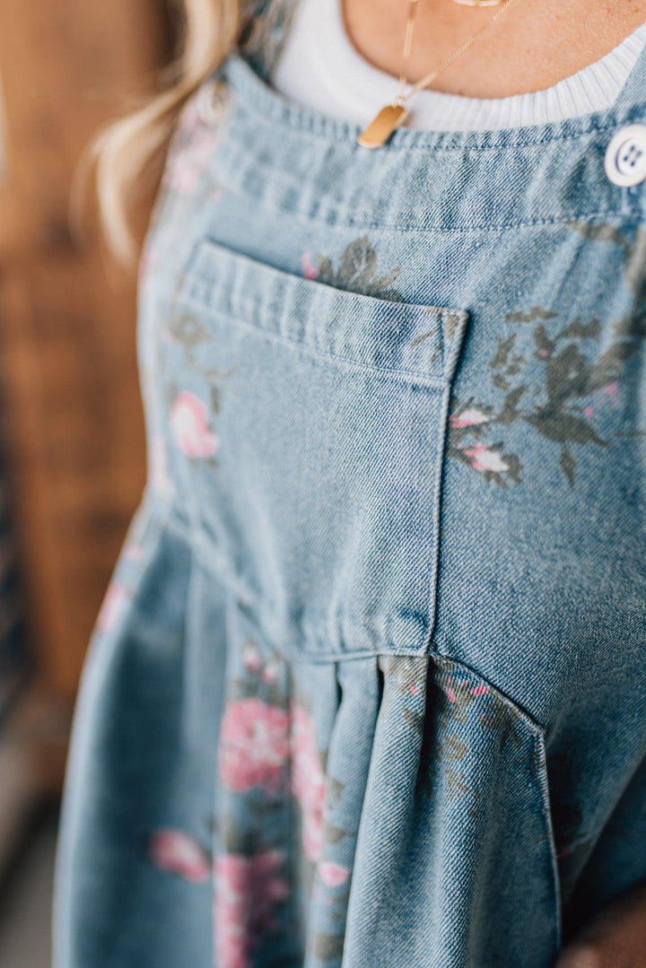 Lucinda™ – Floral Denim Shortalls