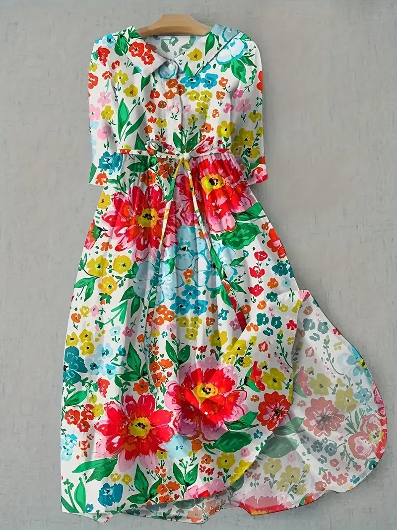 Colette | Vibrant Floral Dress with Bold Colors