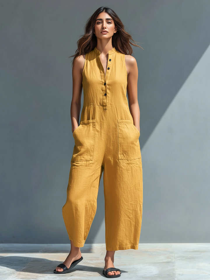 Aurelia™ – Sleeveless Linen Jumpsuit