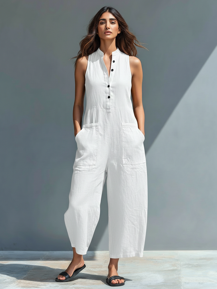 Aurelia™ – Sleeveless Linen Jumpsuit