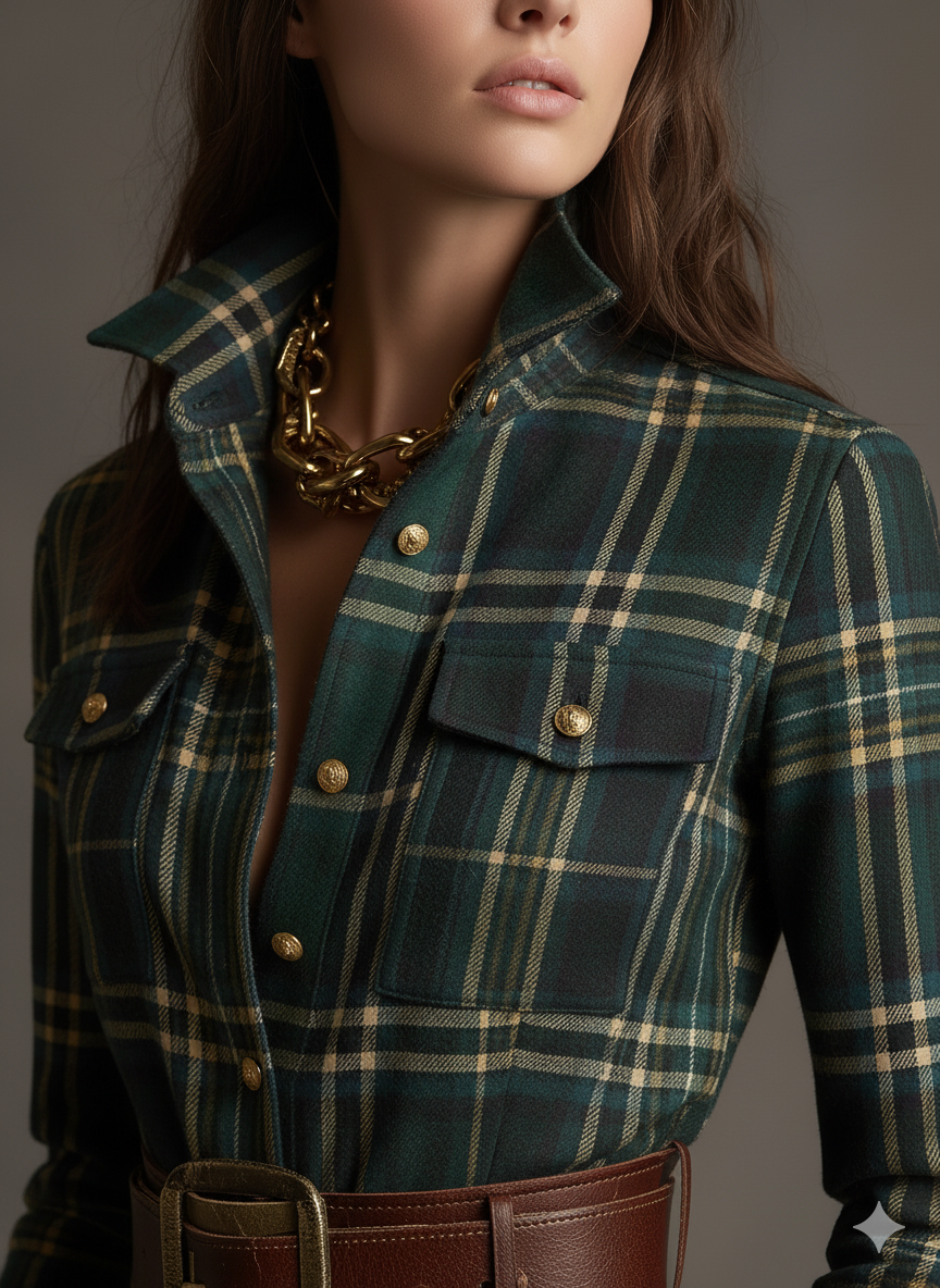 Harriet™ – Belted Plaid Maxi Shirt Dress