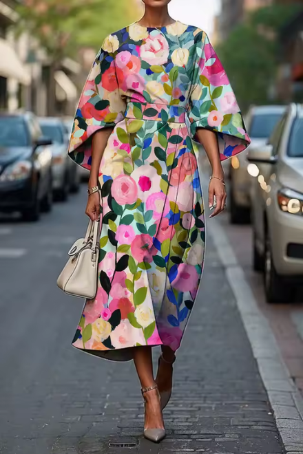 Maribelle™ – Elegant Floral Midi Dress