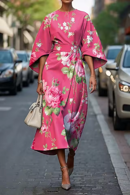 Maribelle™ – Elegant Floral Midi Dress