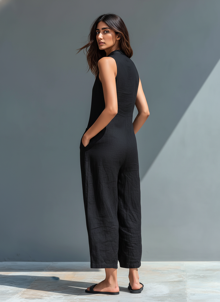 Aurelia™ – Sleeveless Linen Jumpsuit
