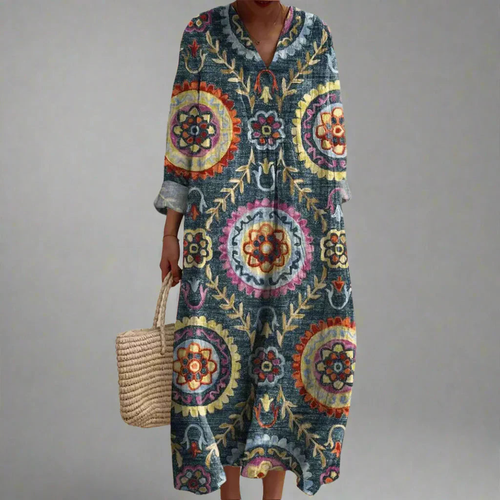 Ava | Geometric Pattern Midi Dress