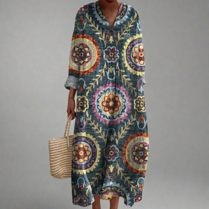 Ava | Geometric Pattern Midi Dress