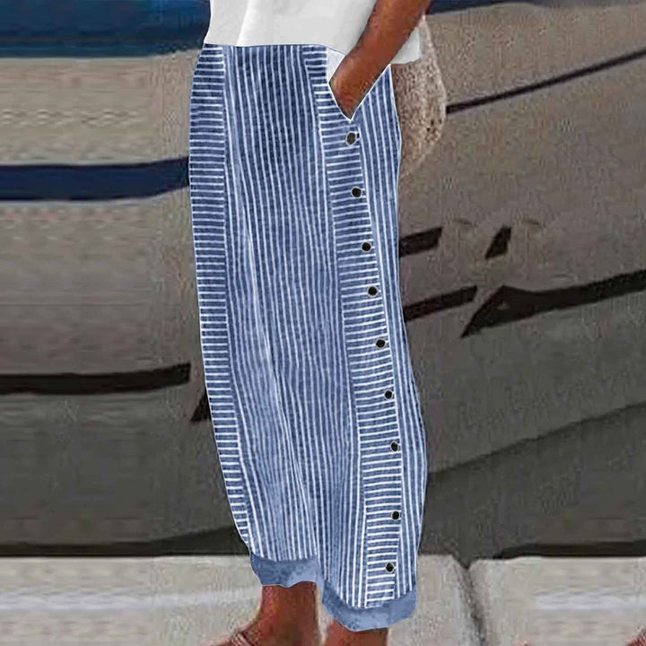 Sera™ – Striped Button-Accent Pants
