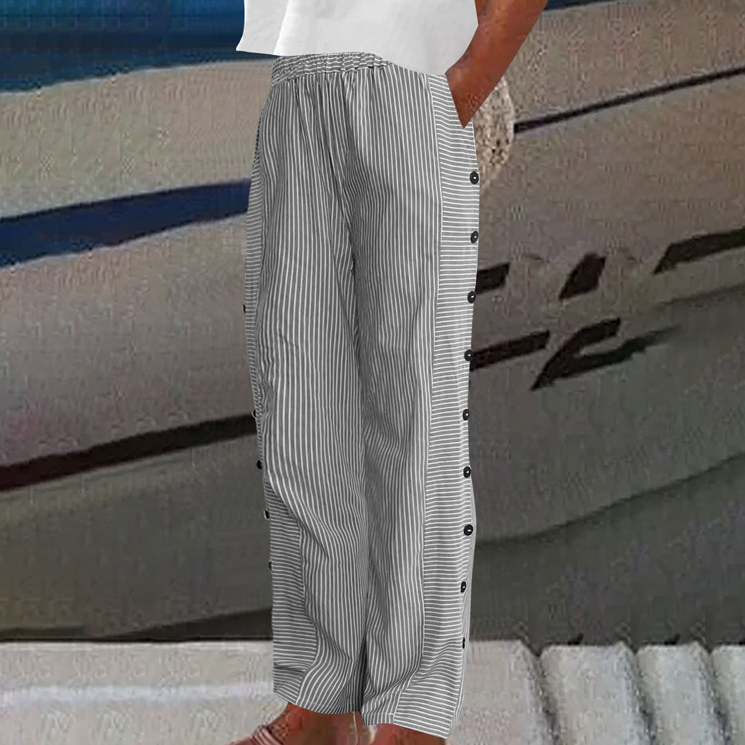 Sera™ – Striped Button-Accent Pants