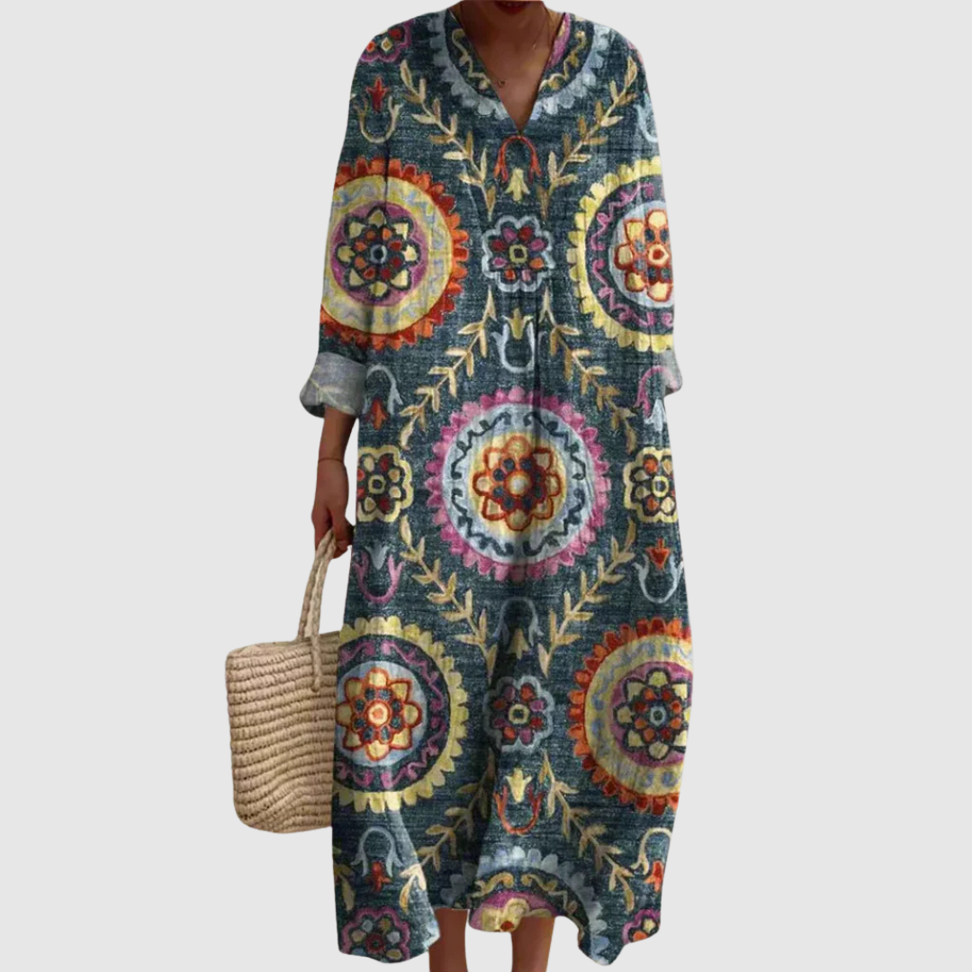 Ava | Geometric Pattern Midi Dress