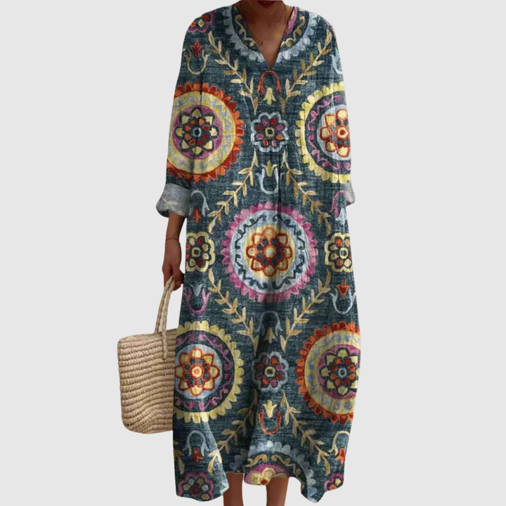 Ava | Geometric Pattern Midi Dress