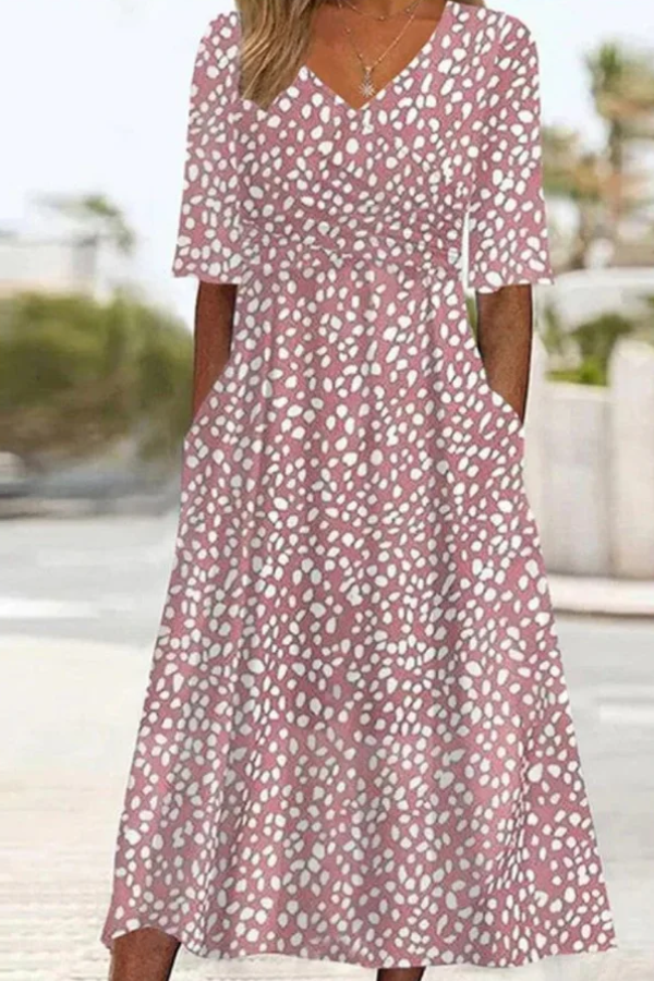Colette™ – Flattering Polka Dot Midi Dress
