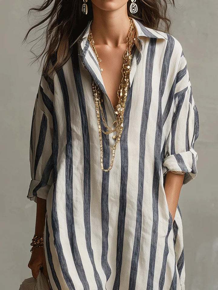 Amaris™ – Striped Linen Shirt Dress