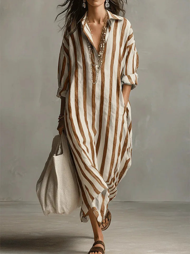 Amaris™ – Striped Linen Shirt Dress