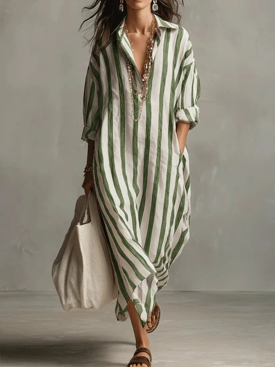 Amaris™ – Striped Linen Shirt Dress